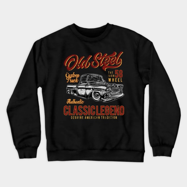 Old Steel Vintage Truck Crewneck Sweatshirt by RockabillyM